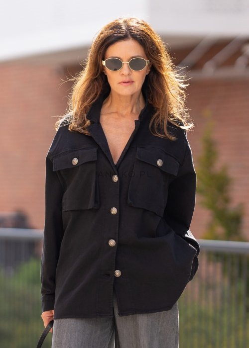 elegancka damska koszulowa kurtka w kolorze czarnym